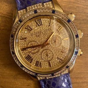 Michael Kors Gold Crystal Face w/ Snakeskin Band
